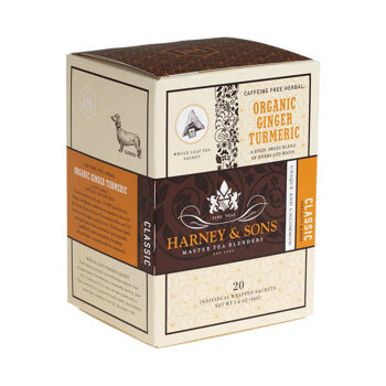 Organic Ginger Turmeric 20ks samostatne balených čajov v hodvábnych pyramídových sáčkoch / Zázvorový čaj s kúskami jabĺk a curcumou /